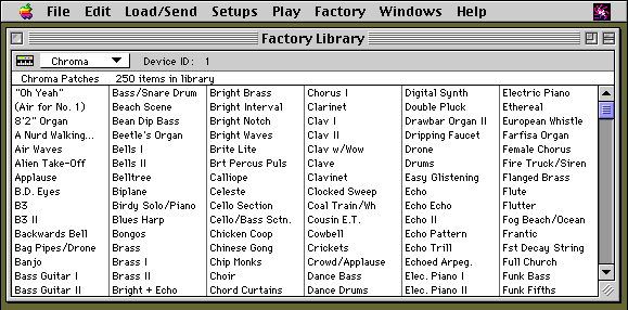 Opcode Galaxy library window